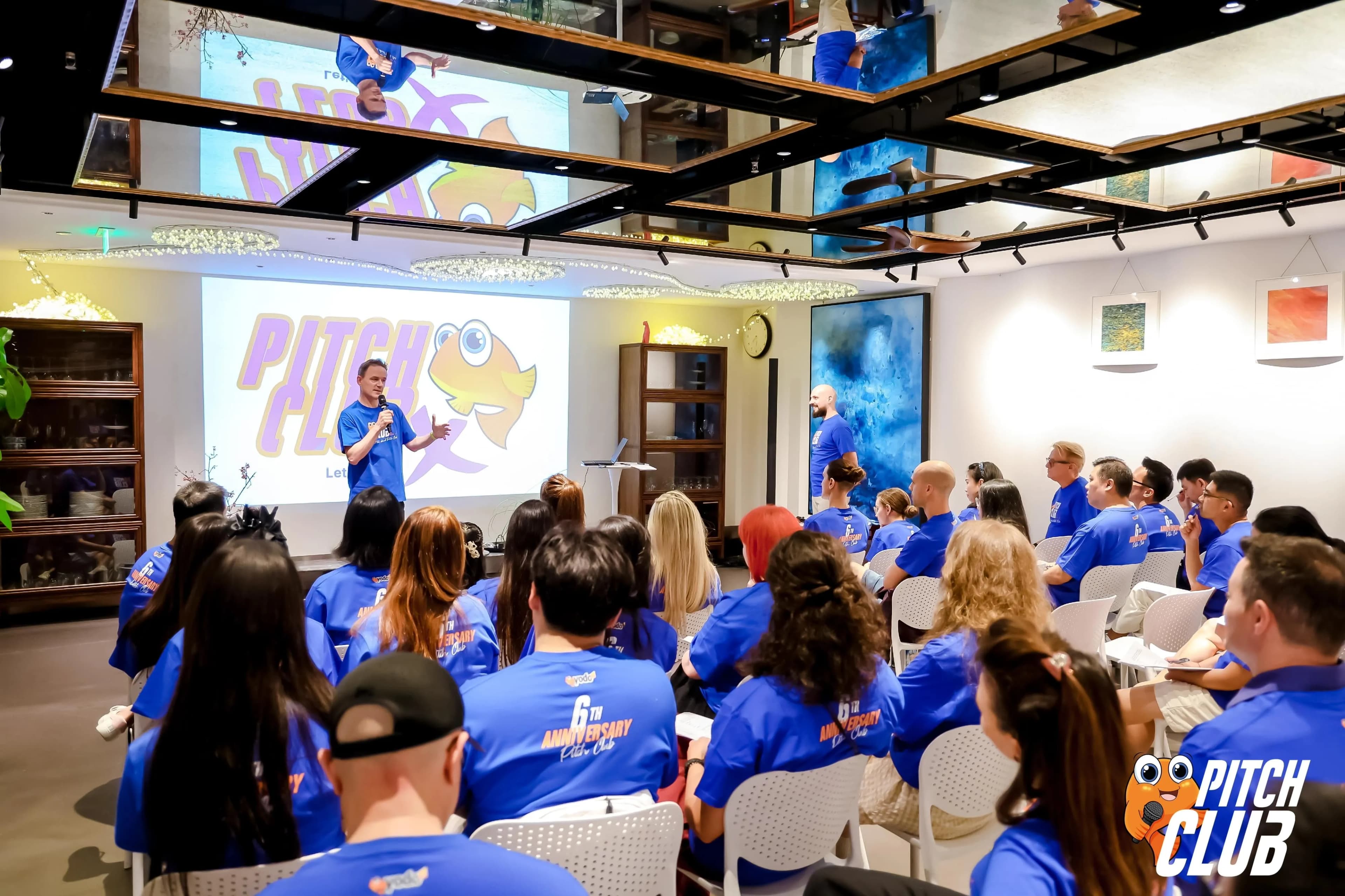 Pitch Club 6th Anniversary — teammates in Pitch Club shirts